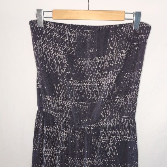 Felicity & Coco Strapless Geometric Pattern Dark Gray Jumpsuit - Picture 3 of 10